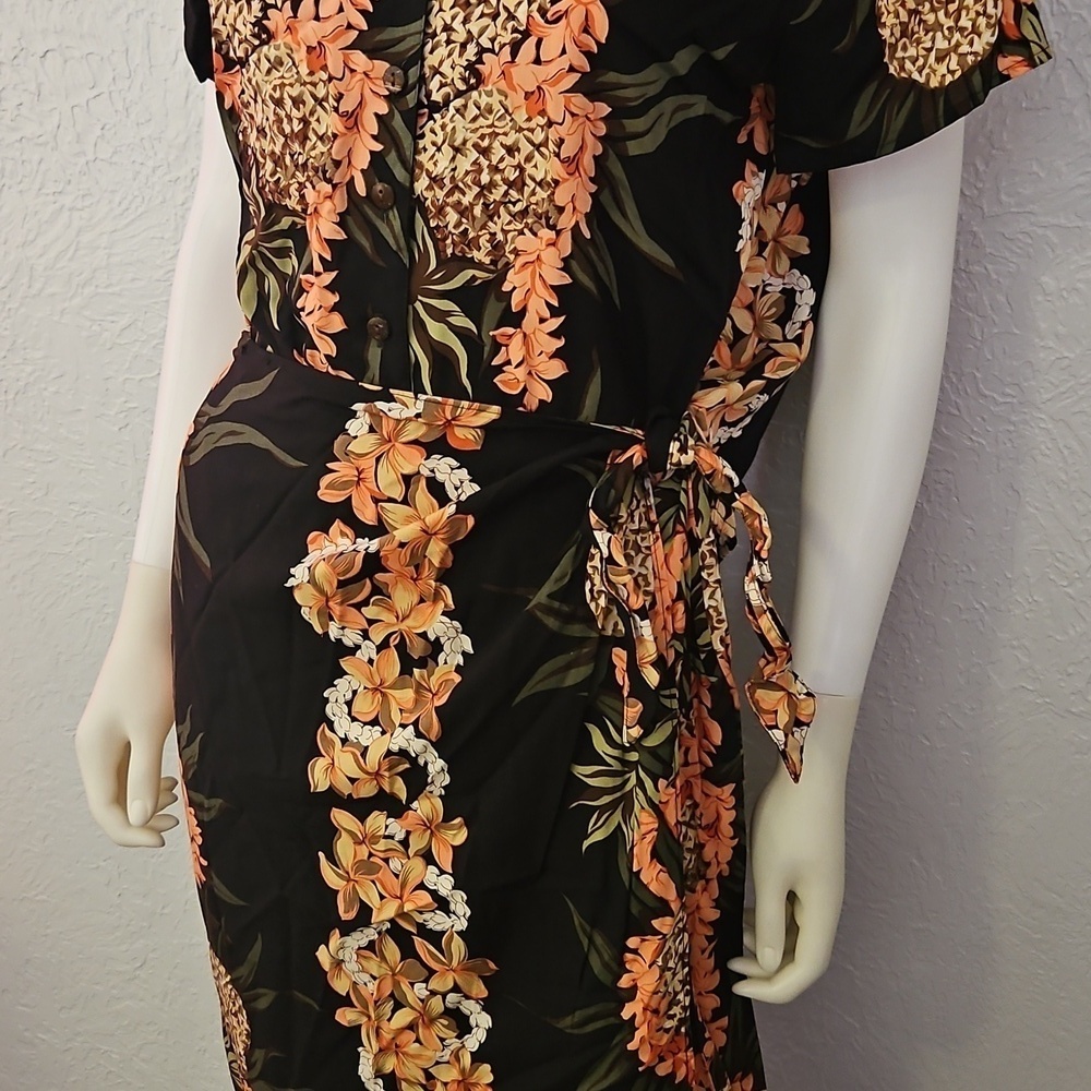 HILO HATTIE Floral Tropical Two Piece Wrap Skirt Button Down Shirt Tiki Set - Picture 5 of 10